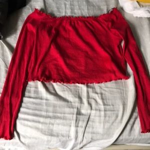 Cute red long sleeve crop top ❤️